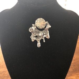 Sterling and 14 K Brutalist Brooch